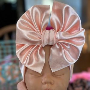 Handmade Baby Pink Satin Messy Headwrap
